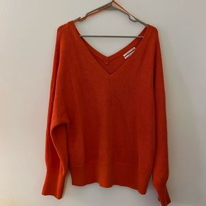 Anthropologie orange knit sweater